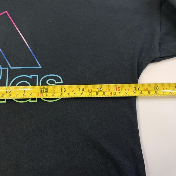 Adidas Shirt Youth Medium Black Rainbow Logo Hooded Long Sleeve light weight - Picture 2 of 9